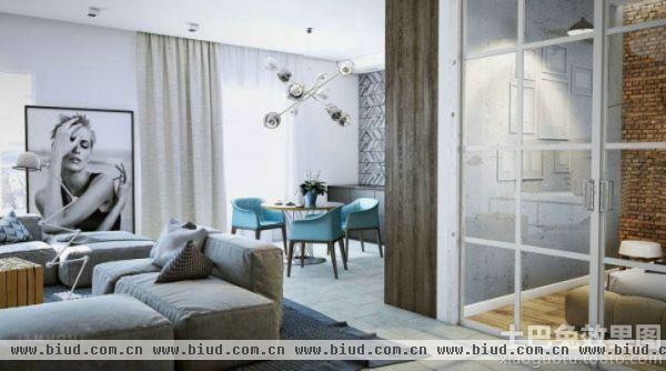 现代创意风格130平方米三室两厅休闲区装修效果图
