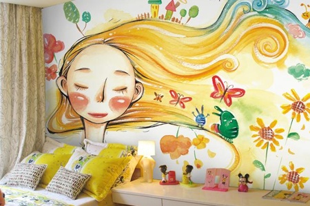 一,日韩卡通动漫类墙体彩绘价格:300----400元/平米