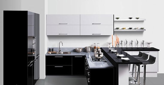 黑白色整体厨房pvc整体厨房图片8