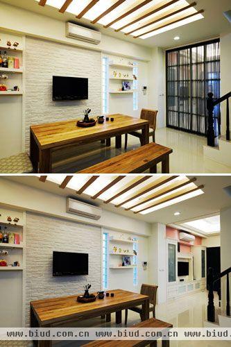 大型拉门的设计，具有冷房及客厅主景的两种效果，推拉间各有不同的空间氛围。