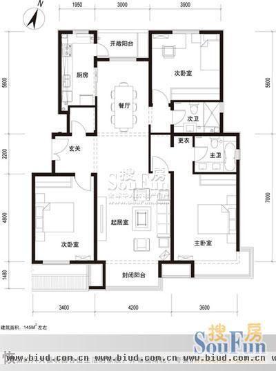 百旺杏林湾-三居室-145平米-装修设计