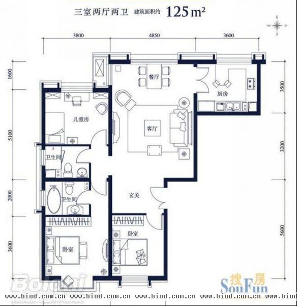 东湖湾-三居室-170平米-装修设计