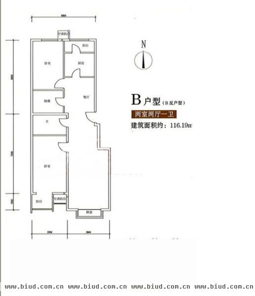 富北嘉园-二居室-116.19平米-装修设计