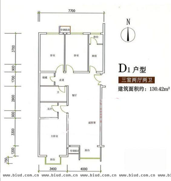 富北嘉园-三居室-130.42平米-装修设计