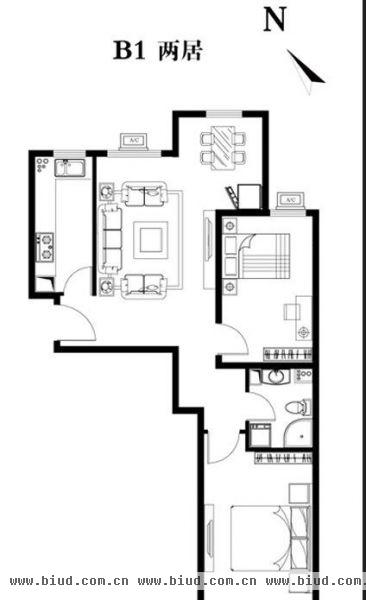 建工双合家园-二居室-88平米-装修设计