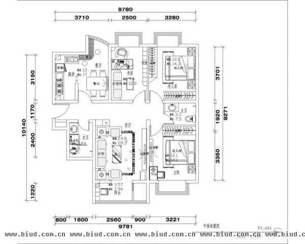 京贸国际城-三居室-148平米-装修设计