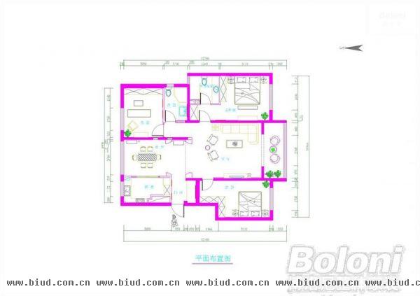 鹏润家园-三居室-130平米-装修设计