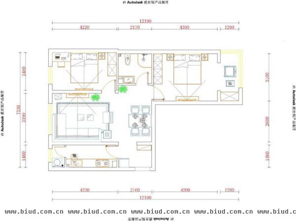 上庄馨瑞嘉园-二居室-83平米-装修设计