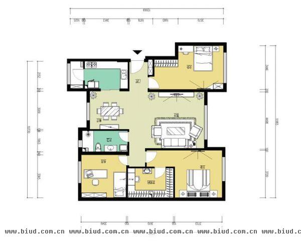 首开常青藤-三居室-120平米-装修设计
