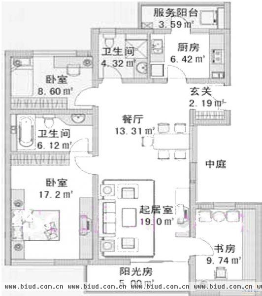 万科青青家园-二居室-95平米-装修设计
