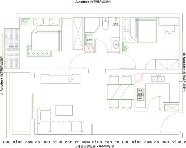 中国铁建·花语城-二居室-89平米-装修设计