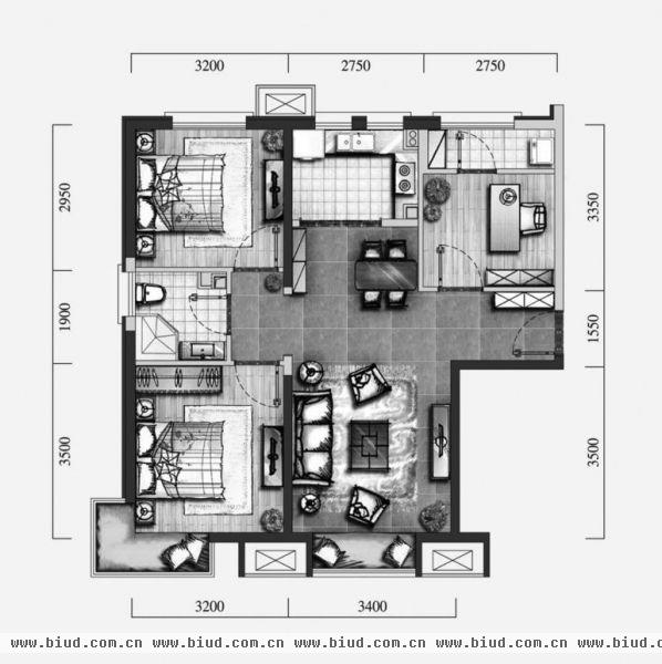 中信城-三居室-86平米-装修设计