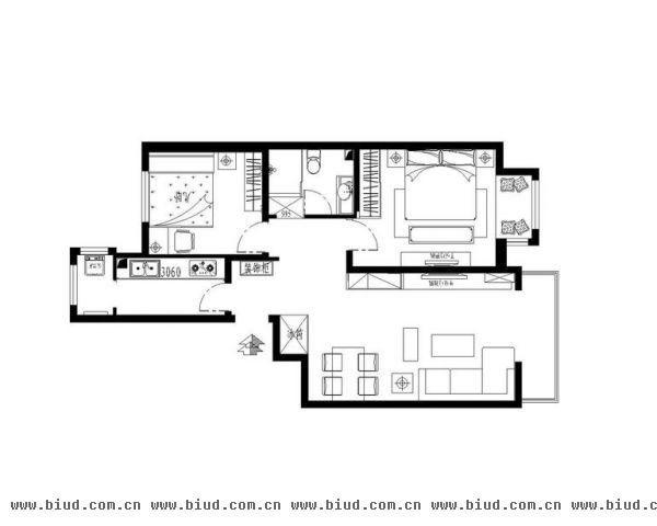 苹果园四区-二居室-89平米-装修设计
