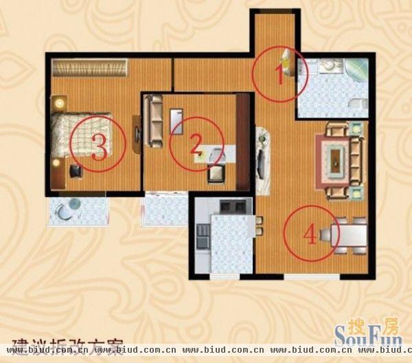 强佑清河新城四单元D6户型-二居室-83.72平米-装修设计