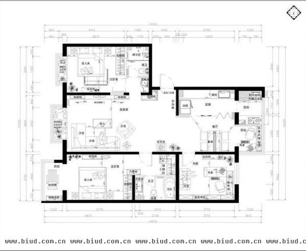 百草园-三居室-111平米-装修设计
