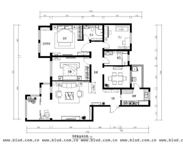 阳光波尔多-三居室-134平米-装修设计