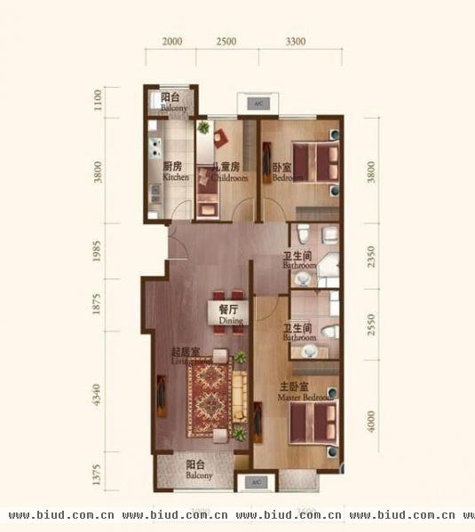 丽景长安-三居室-140平米-装修设计