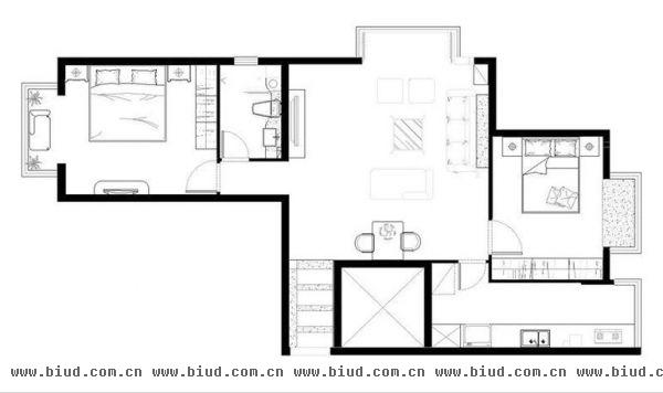 三环新城三期-二居室-90平米-装修设计