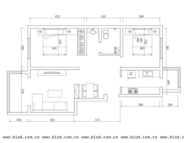 西罗园二区-二居室-90平米-装修设计