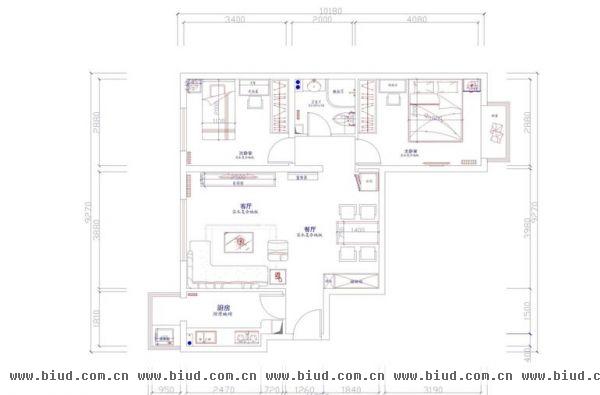庸景山岚-二居室-90平米-装修设计