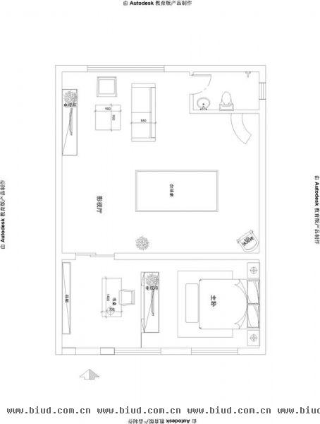 保利花园-一居室-80平米-装修设计