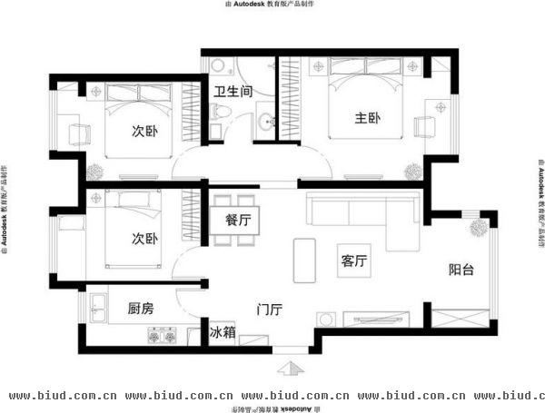 路劲·世界城-三居室-96平米-装修设计