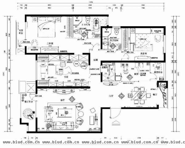 西山华府-三居室-180平米-装修设计