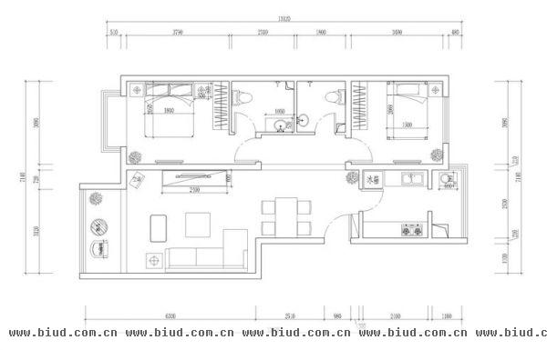 中铁绿港-二居室-88平米-装修设计
