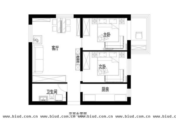 定福庄北街-二居室-88平米-装修设计