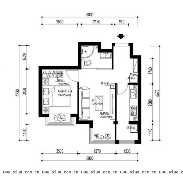 六郎庄-一居室-60平米-装修设计