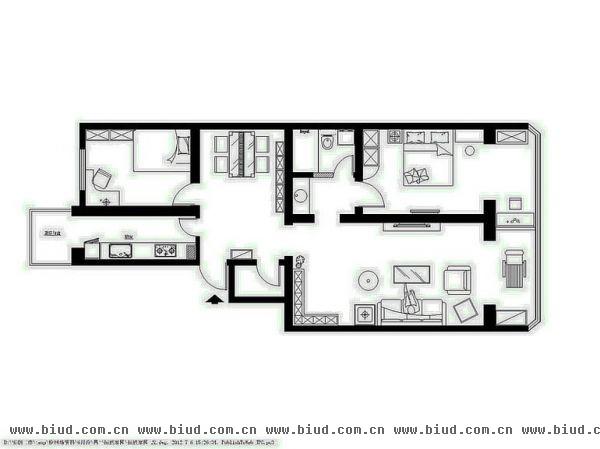 拓然家园-二居室-110平米-装修设计