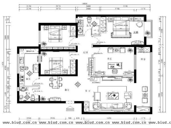 复兴路24号院-四居室-112平米-装修设计