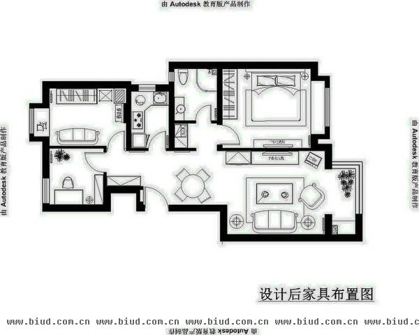 金地仰山-二居室-90平米-装修设计