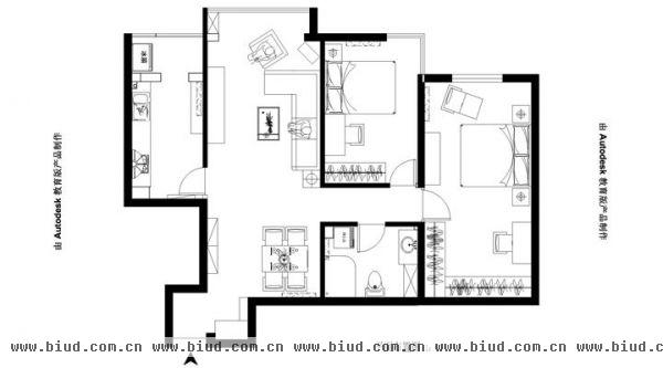 瑞和国际-二居室-80平米-装修设计