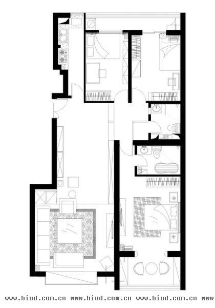 上林世家-三居室-120平米-装修设计