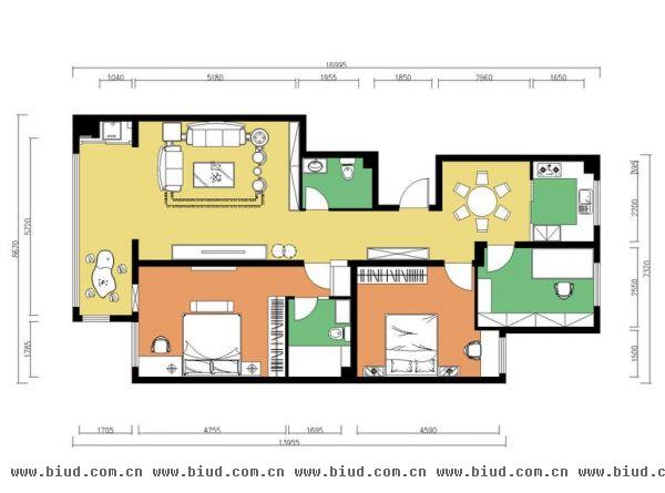 北卫新园家属楼-三居室-130平米-装修设计