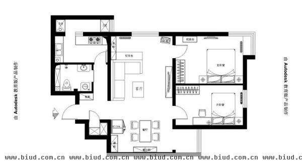 中关村83号-二居室-90平米-装修设计