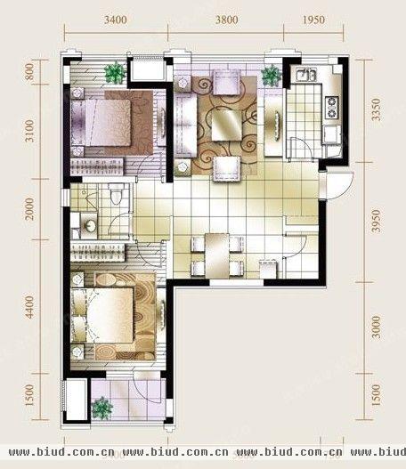 东湖湾-二居室-90平米-装修设计