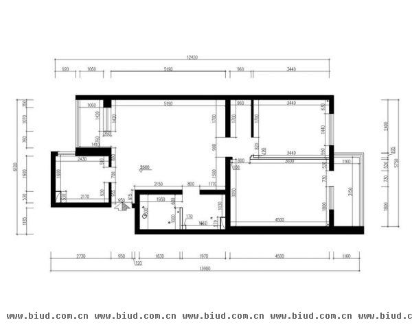 阜光里小区-二居室-77平米-装修设计