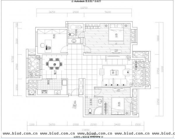 中信府·世家-三居室-124平米-装修设计