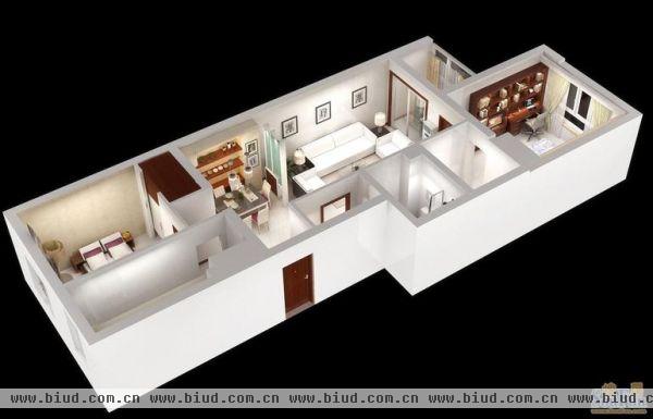 观景园-三居室-90平米-装修设计