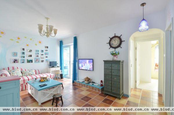 70平田园地中海混搭甜美婚房，清新舒适温馨，让人身心放松的居所。