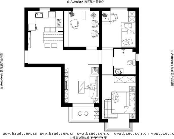世纪佳苑小区-二居室-89平米-装修设计