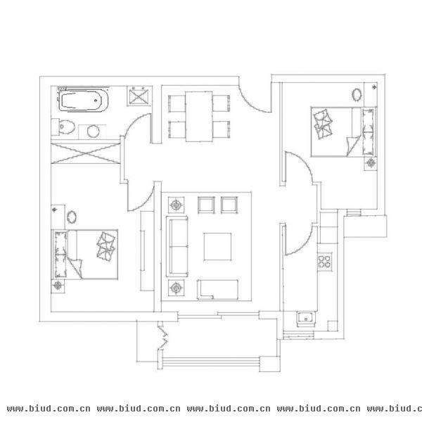 温泉凯盛家园-二居室-85平米-装修设计