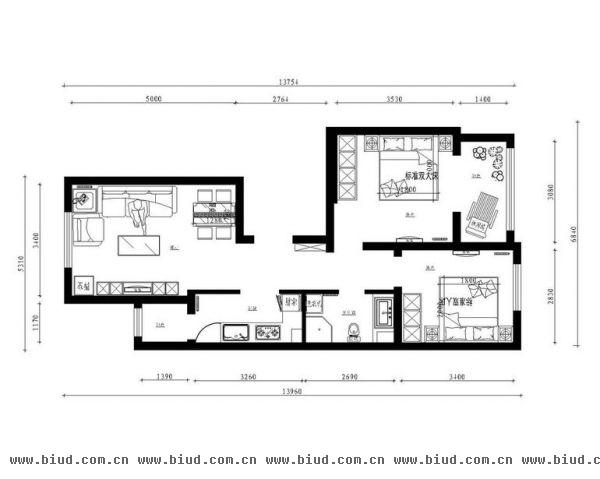 八家嘉苑-二居室-94平米-装修设计