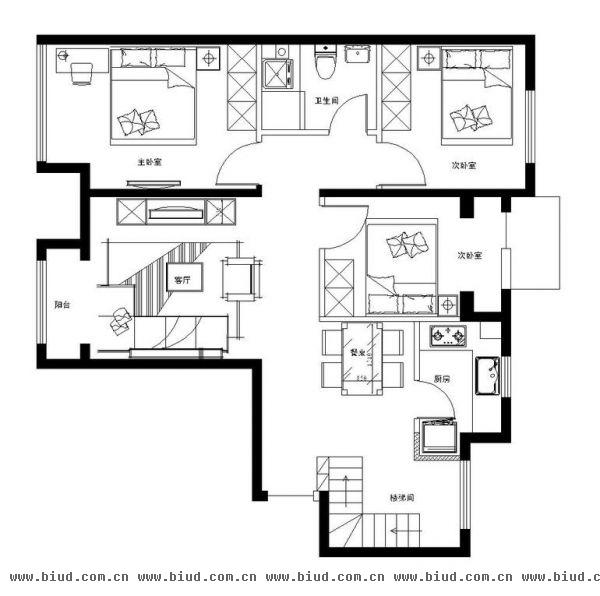 保利中央公园-三居室-98平米-装修设计