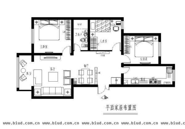 丽泽景园-三居室-97平米-装修设计