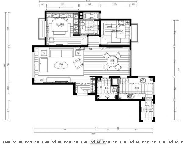 东湖湾-二居室-120平米-装修设计