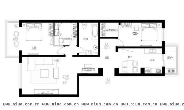 建安里小区-三居室-130平米-装修设计