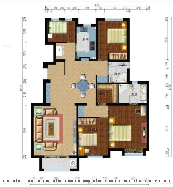 金地仰山-三居室-143平米-装修设计